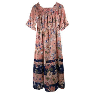 Westport Women's Floral Pink Off Shoulder Maxi‎ Dress 4 Feminine Easter Wedding